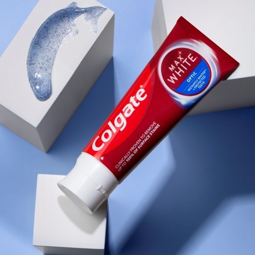 Colgate Max White Optic tandpasta tube